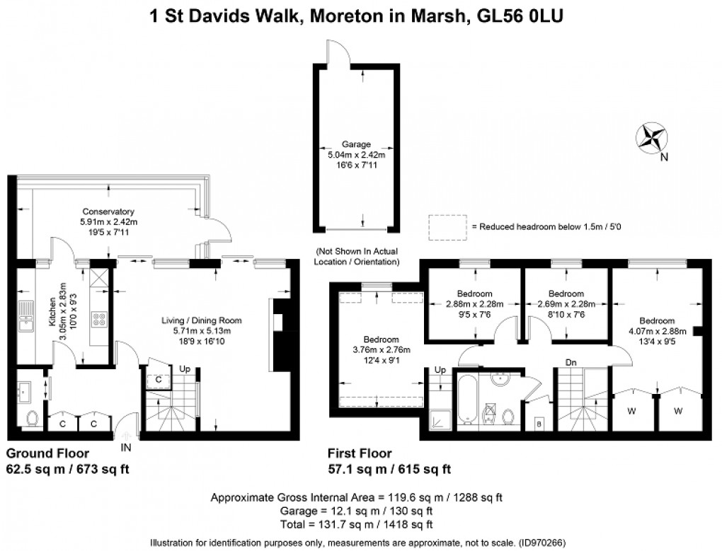 Floorplan for St. Davids Walk, Moreton-in-Marsh, Gloucestershire. GL56 0LU