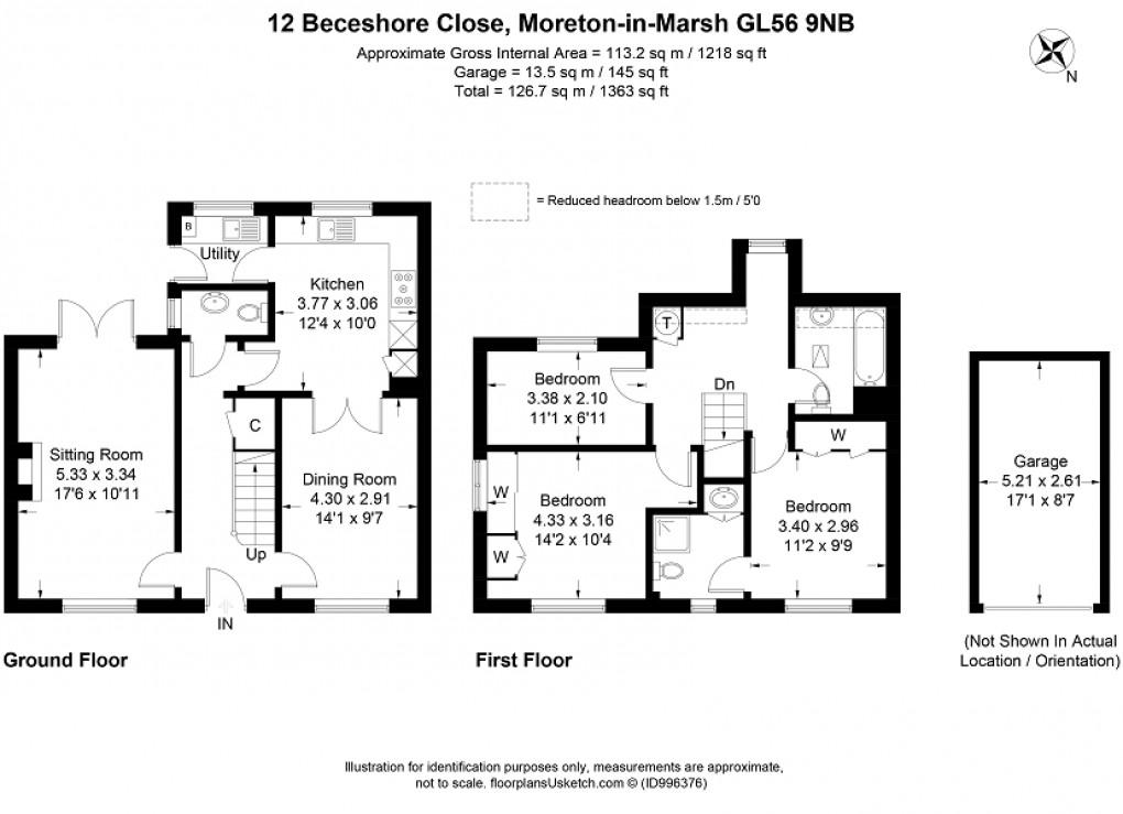 Floorplan for Beceshore Close, Moreton-in-marsh, Gloucestershire. GL56 9NB