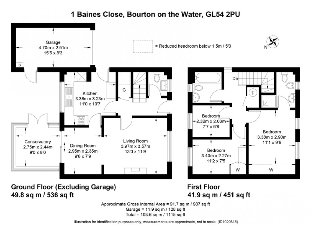 Floorplan for Baines Close, Bourton-on-the-Water, Cheltenham, Gloucestershire. GL54 2PU