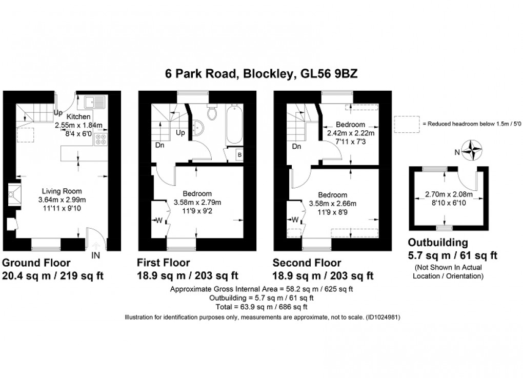 Floorplan for 6 Park Road, Blockley, Moreton-in-Marsh, Gloucestershire. GL56 9BZ