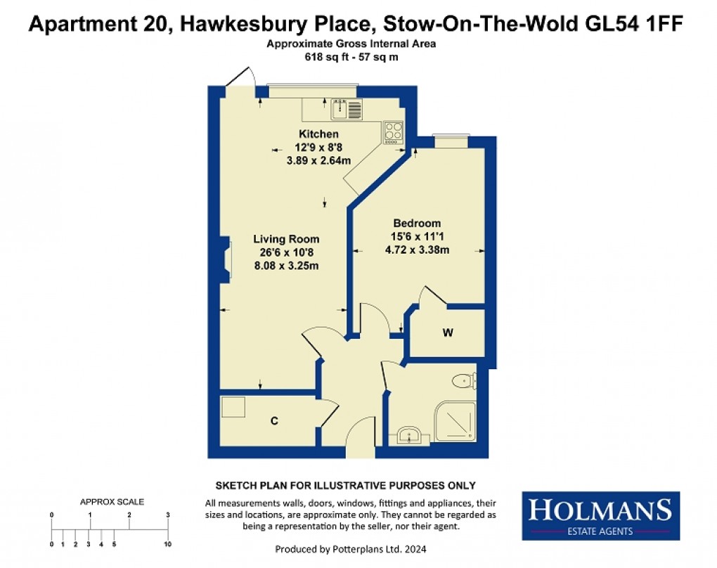 Floorplan for Hawkesbury Place, Stow on the Wold, Cheltenham. GL54 1FF