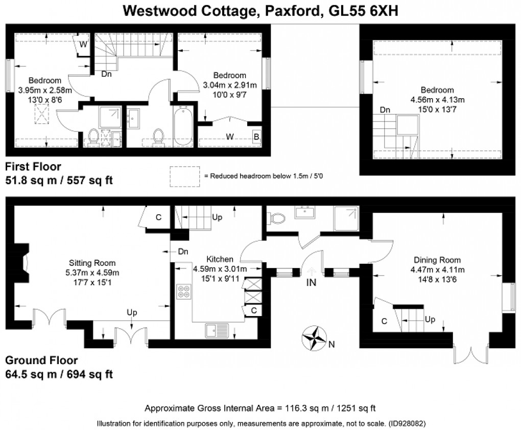 Floorplan for Paxford, Chipping Campden, Gloucestershire. GL55 6XH