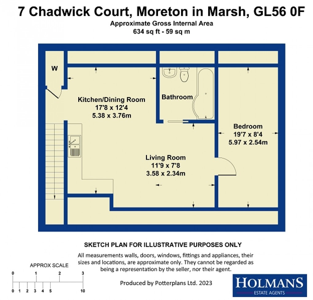 Floorplan for Chadwick Court, Stow Road, Moreton-in-Marsh. GL56 0FS