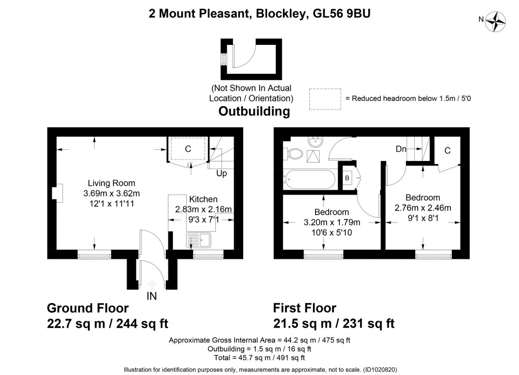 Floorplan for Mount Pleasant, Blockley, Moreton-in-Marsh, Gloucestershire. GL56 9BU
