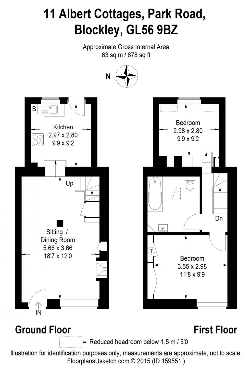 Floorplan for Park Road, Blockley, Moreton-in-Marsh, Gloucestershire. GL56 9BZ