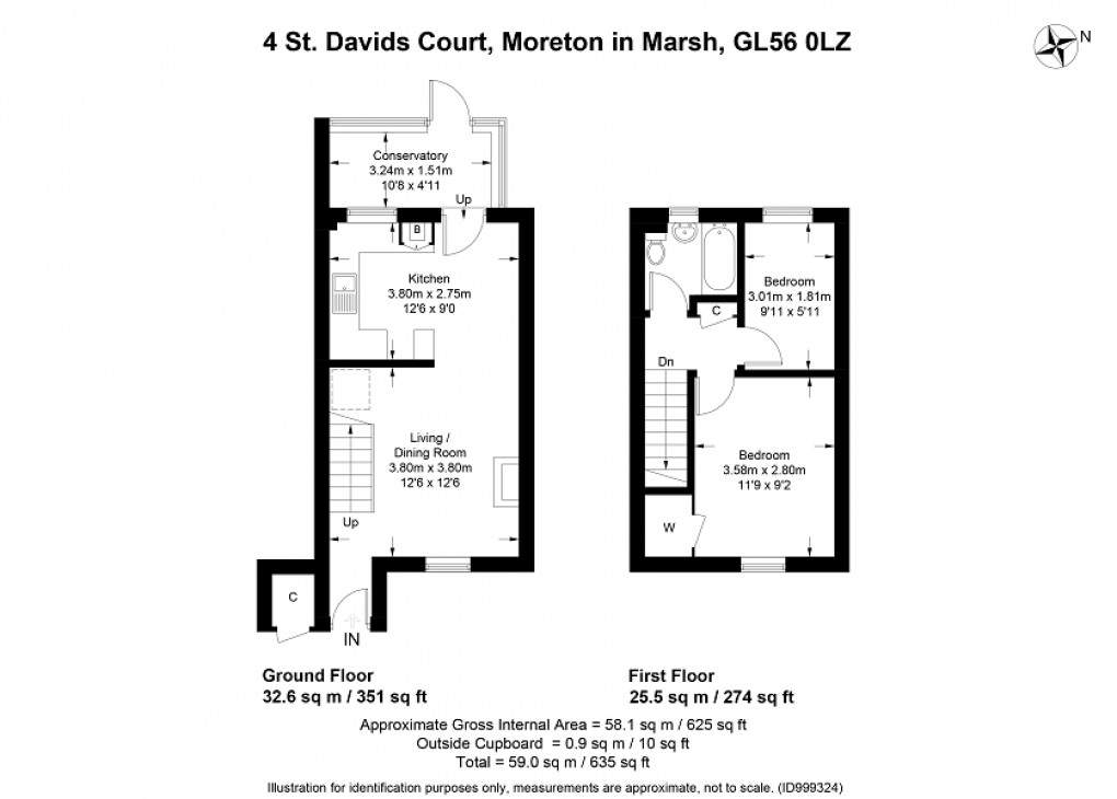 Floorplan for St. Georges Close, Moreton-in-Marsh, Gloucestershire. GL56 0LZ