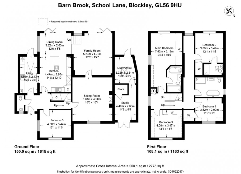Floorplan for School Lane, Blockley, Moreton-in-Marsh, Gloucestershire. GL56 9HU