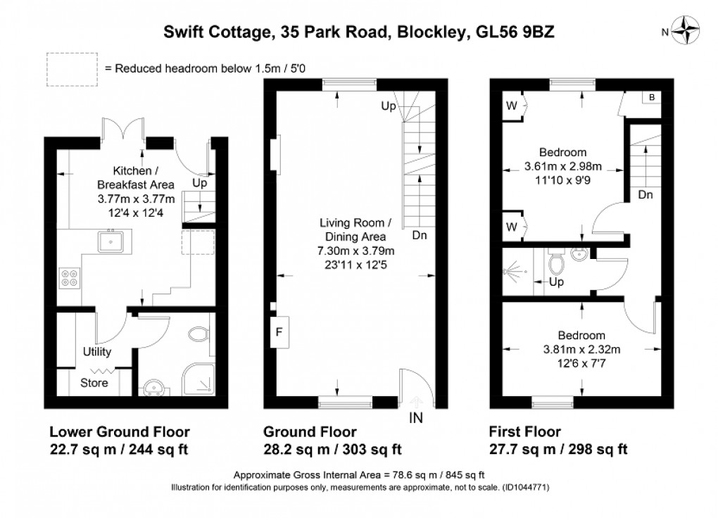 Floorplan for 35 Park Road, Blockley, Moreton-in-Marsh, Gloucestershire. GL56 9BZ