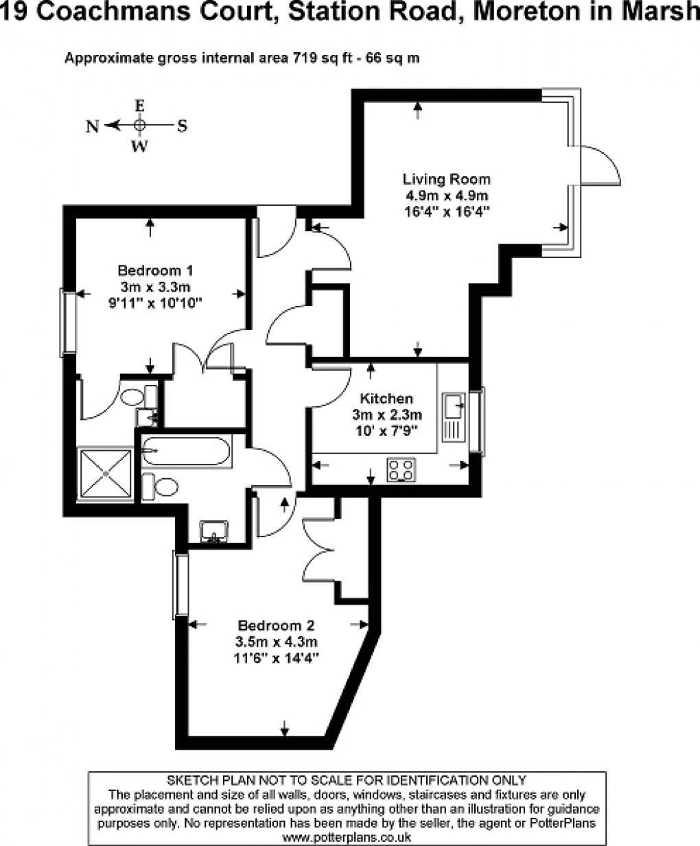 Floorplan for Coachmans Court, Station Road, Moreton-in-Marsh, Gloucestershire. GL56 0DE