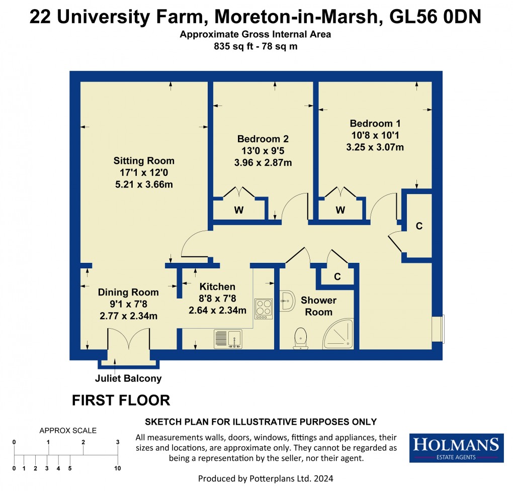 Floorplan for University Farm, Moreton-in-Marsh, Gloucestershire. GL56 0DN