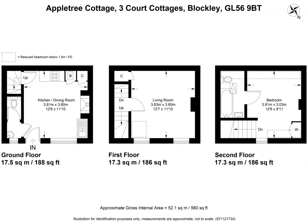 Floorplan for 3 Court Cottages, Blockley Court, Blockley, Gloucestershire. GL56 9BT