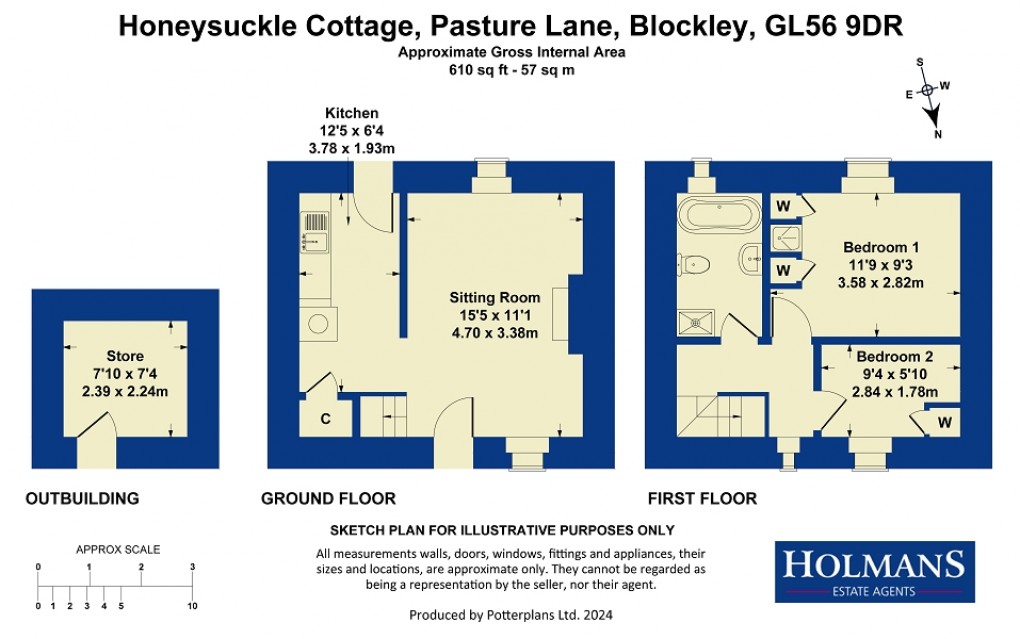 Floorplan for Pasture Lane, Blockley, Moreton-in-Marsh, Gloucestershire. GL56 9DR