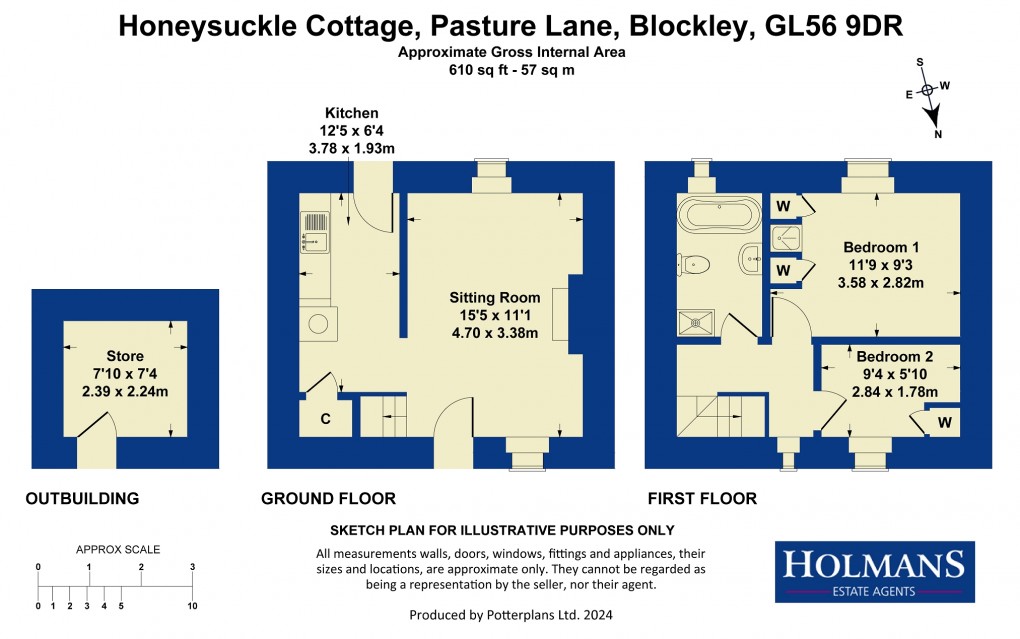 Floorplan for Pasture Lane, Blockley, Moreton-in-Marsh, Gloucestershire. GL56 9DR