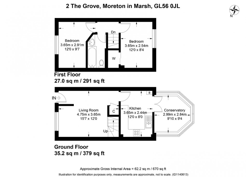 Floorplan for The Grove, Evenlode Road, Moreton-in-Marsh, Gloucestershire. GL56 0JL