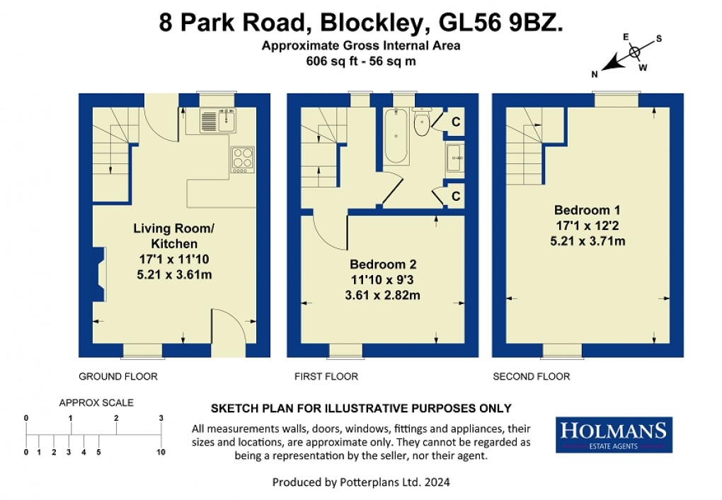 Floorplan for Park Road, Blockley, Moreton-in-Marsh, Gloucestershire. GL56 9BZ