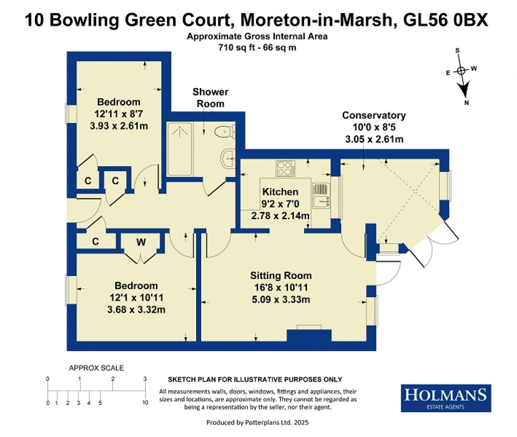 Floorplan for Bowling Green Court, Hospital Road, Moreton-in-Marsh, Gloucestershire. GL56 0BX