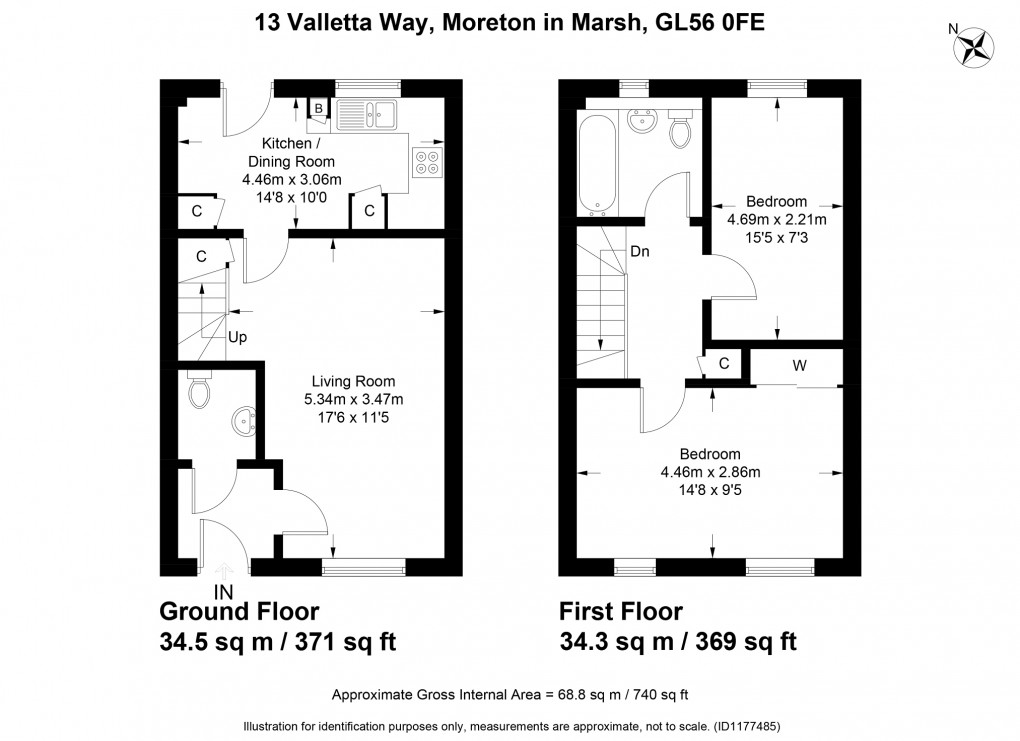 Floorplan for Valetta Way, Moreton-in-Marsh, Gloucestershire. GL56 0FE