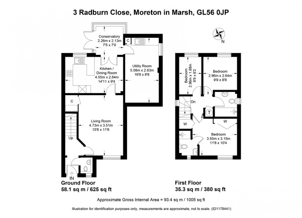 Floorplan for Radburn Close, Moreton-in-Marsh, Gloucestershire. GL56 0JP