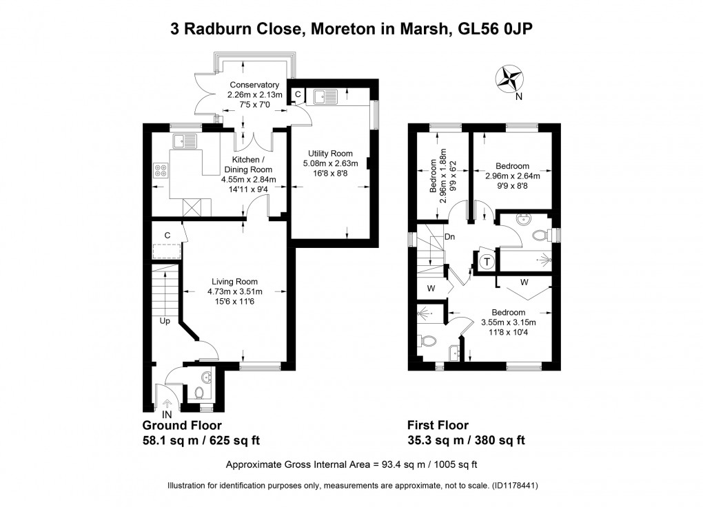 Floorplan for Radburn Close, Moreton-in-Marsh, Gloucestershire. GL56 0JP