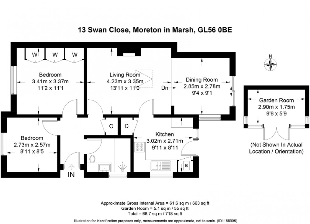 Floorplan for Swan Close, Moreton-in-Marsh, Gloucestershire. GL56 0BE