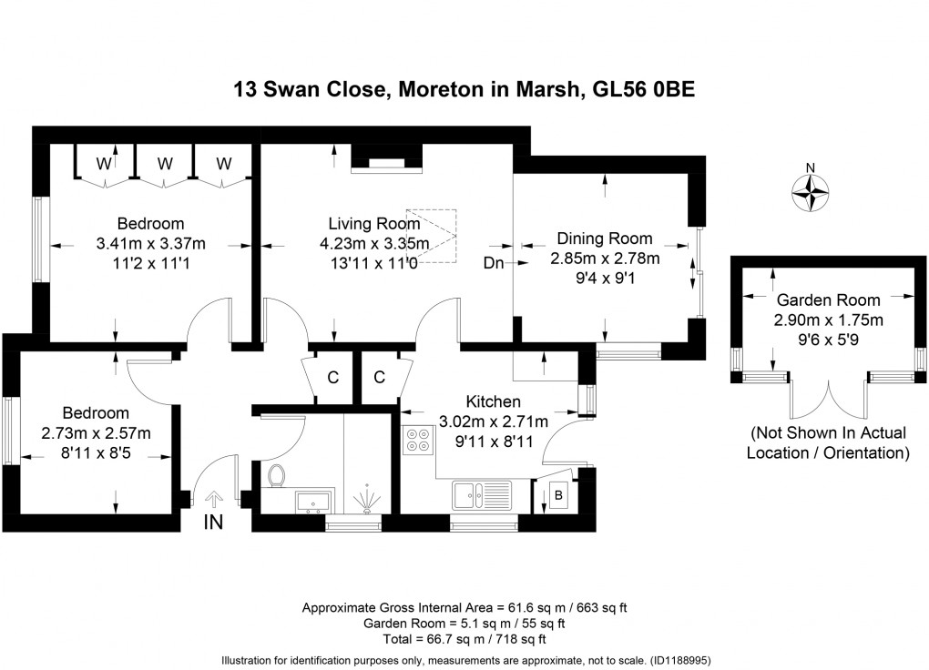 Floorplan for Swan Close, Moreton-in-Marsh, Gloucestershire. GL56 0BE