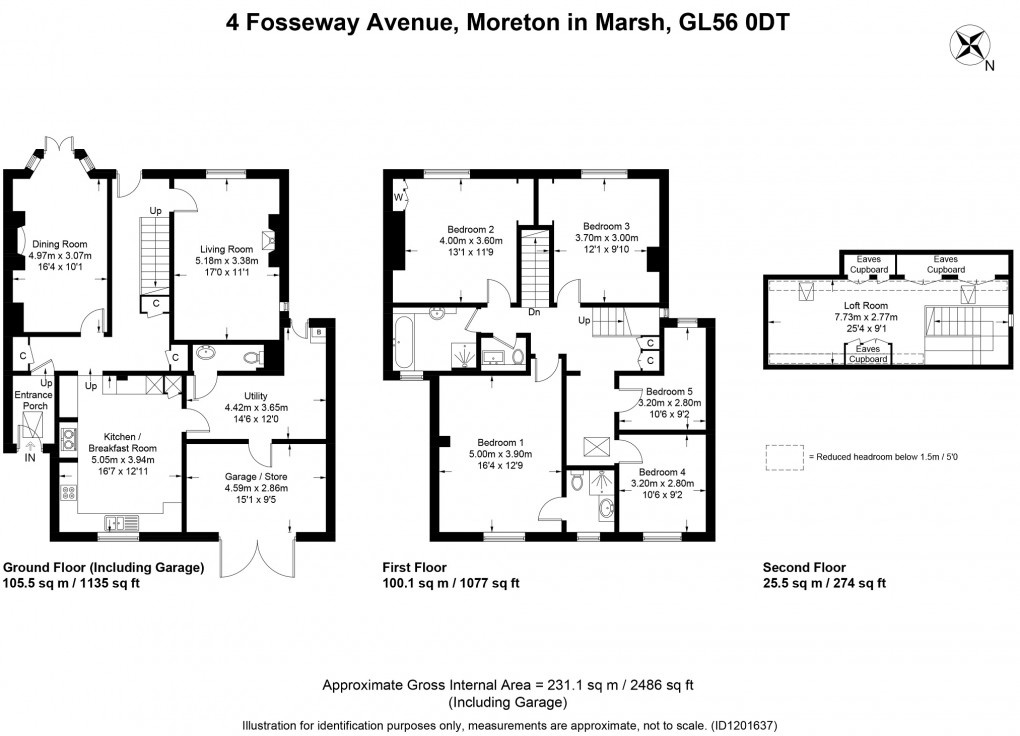 Floorplan for Fosseway Avenue, Moreton-in-Marsh, Gloucestershire. GL56 0DT