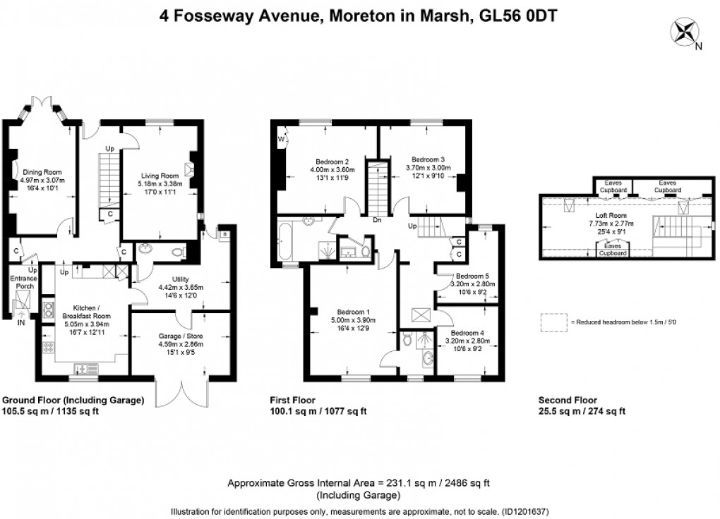 Floorplan for Fosseway Avenue, Moreton-in-Marsh, Gloucestershire. GL56 0DT