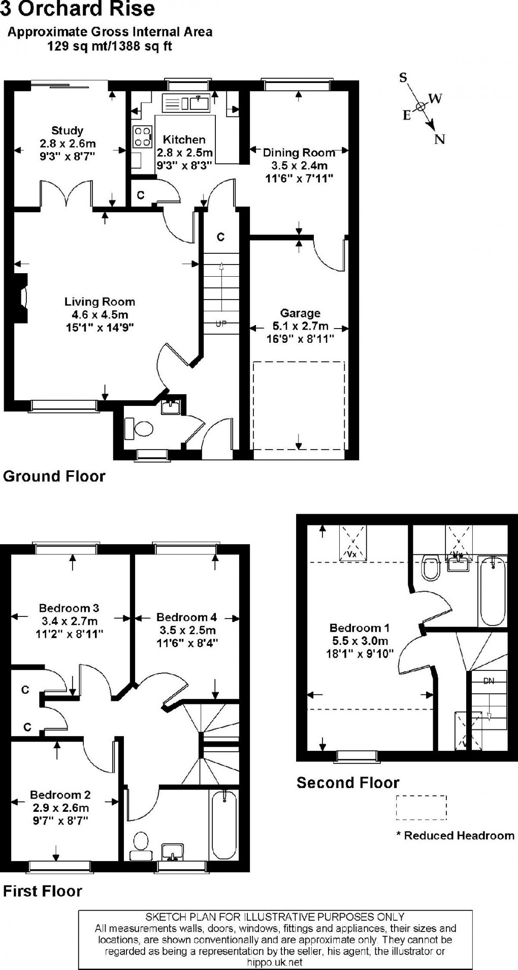 Floorplan for Orchard Rise, Longborough, Gloucestershire. GL56 0RG