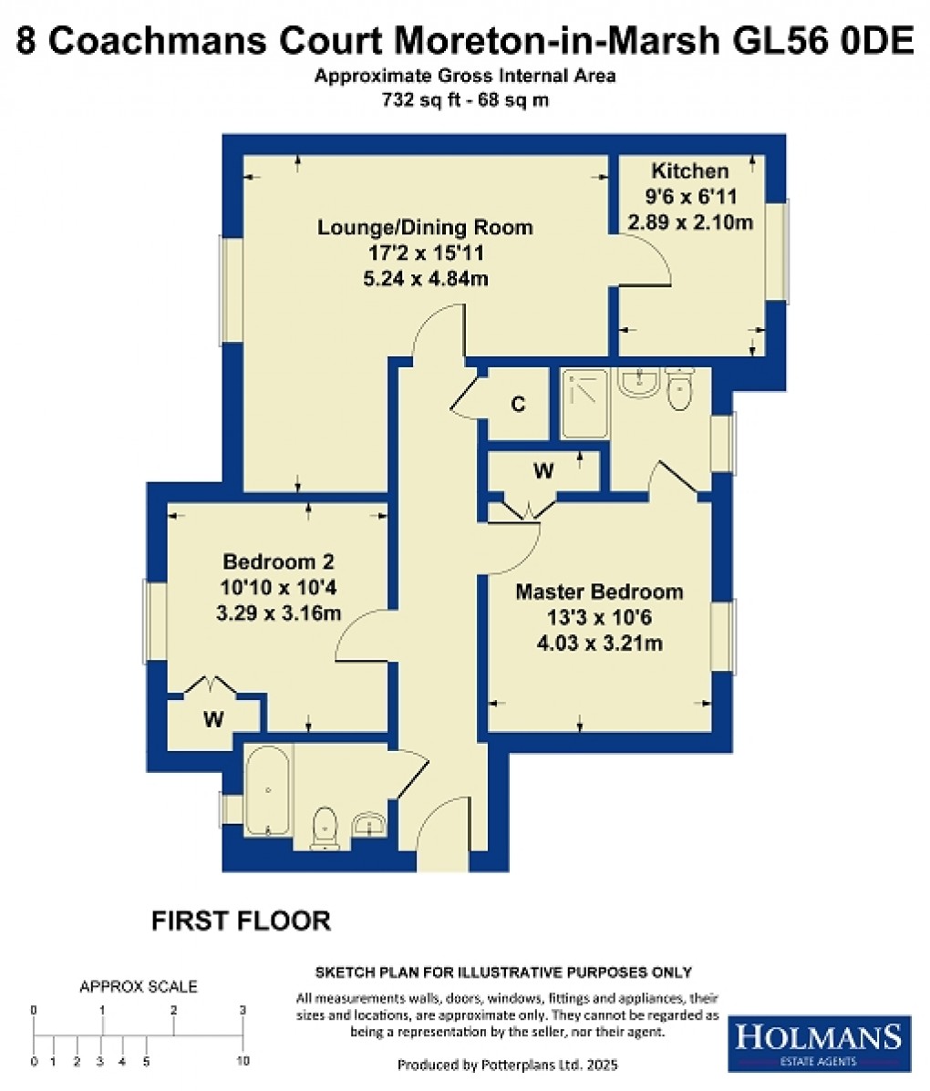 Floorplan for Coachmans Court, Station Road, Moreton-in-Marsh, Gloucestershire. GL56 0DE