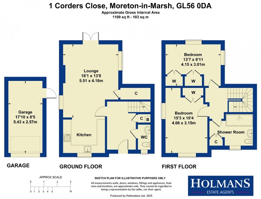Floorplan for Corders Close, Moreton-in-Marsh, Gloucestershire. GL56 0DA