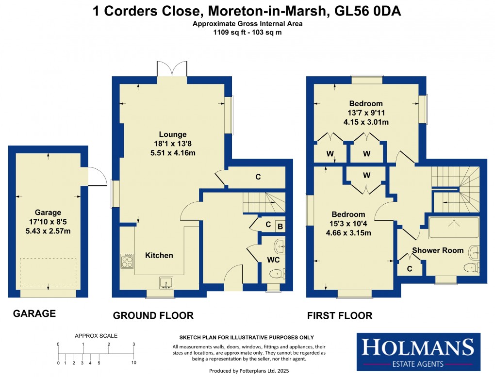 Floorplan for Corders Close, Moreton-in-Marsh, Gloucestershire. GL56 0DA