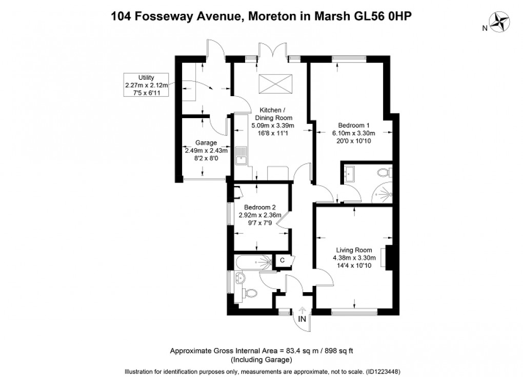 Floorplan for Fosseway Avenue, Moreton-in-Marsh, Gloucestershire. GL56 0EA
