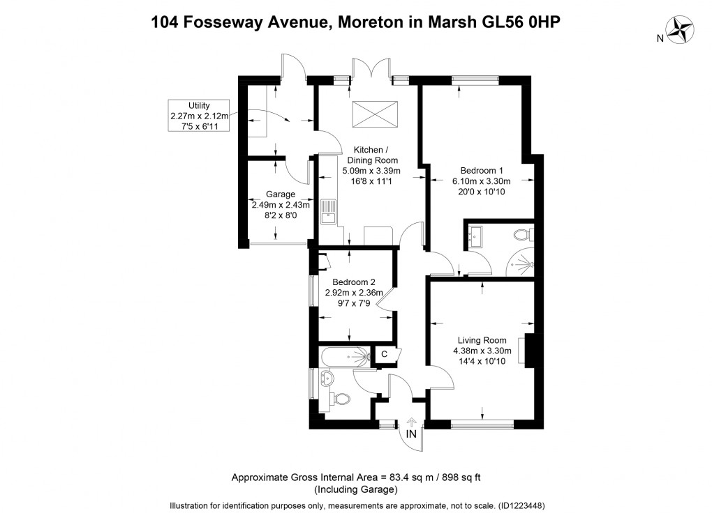 Floorplan for Fosseway Avenue, Moreton-in-Marsh, Gloucestershire. GL56 0EA