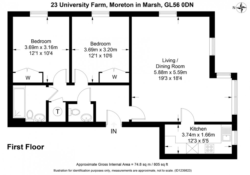 Floorplan for University Farm, Moreton-in-Marsh, Gloucestershire. GL56 0DN