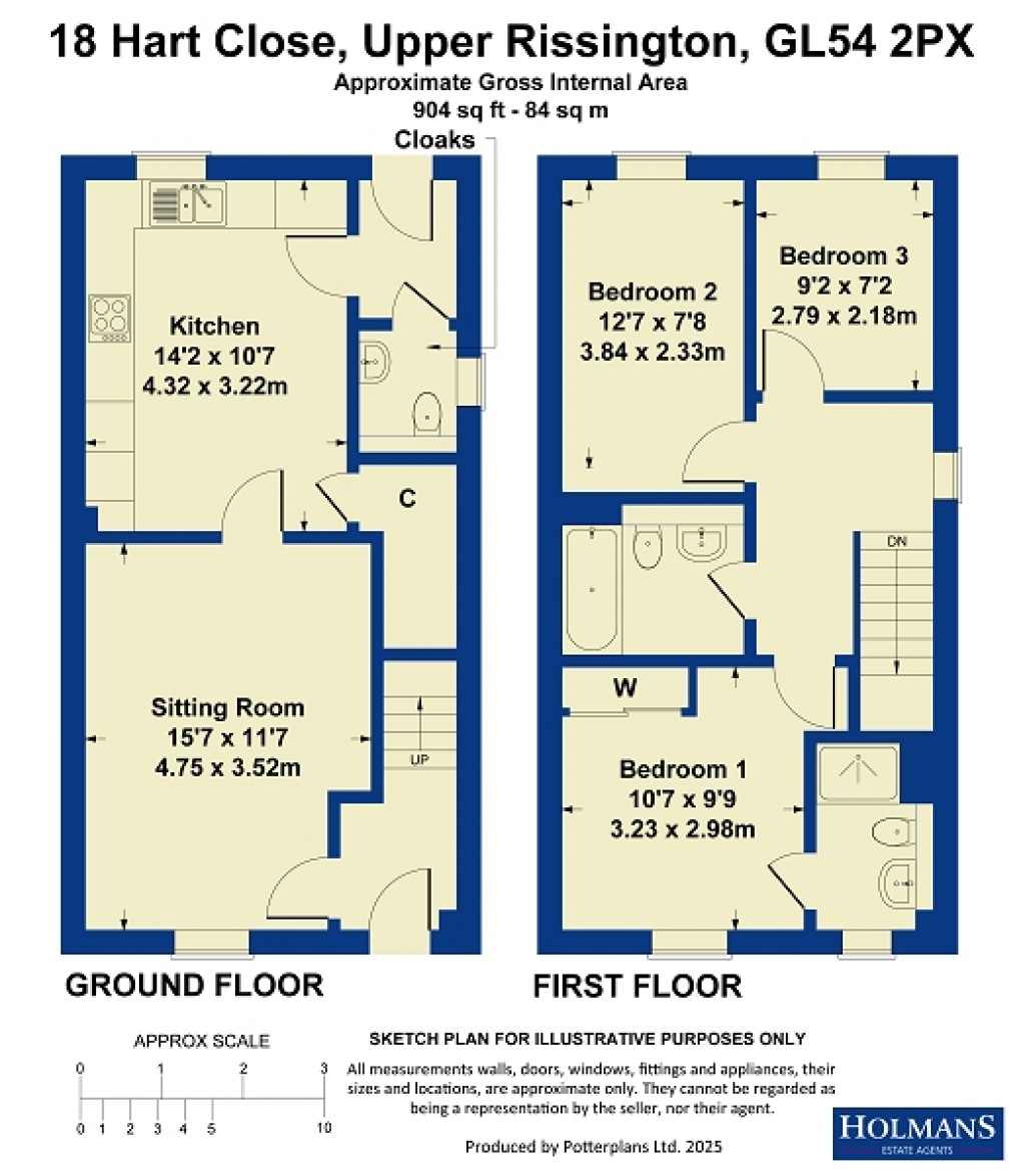 Floorplan for Hart Close, Upper Rissington, Cheltenham, Gloucestershire. GL54 2PX