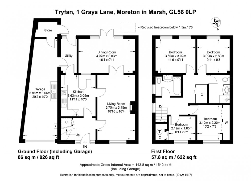 Floorplan for 1 Grays Lane, Moreton-in-Marsh, Gloucestershire. GL56 0LP
