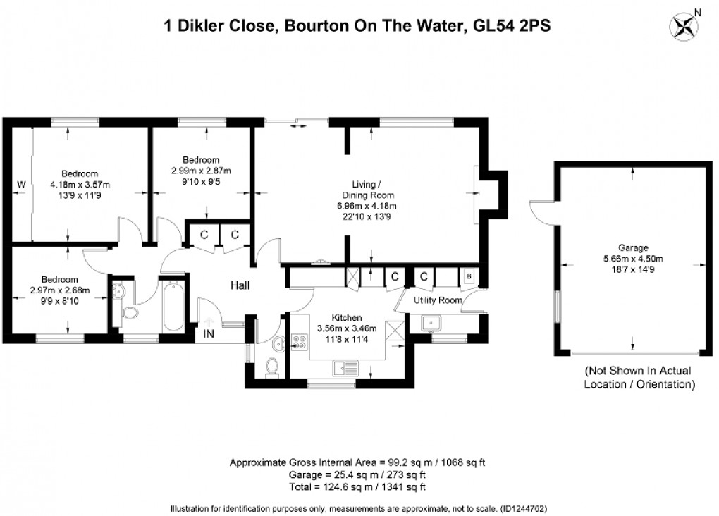 Floorplan for Dikler Close, Bourton-on-the-Water, Cheltenham, Gloucestershire. GL54 2PS