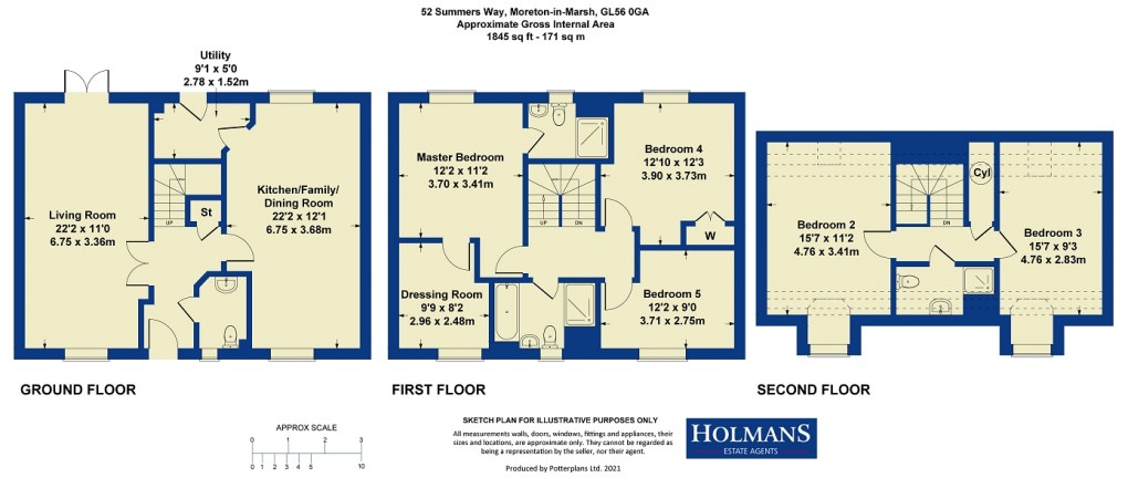 Floorplan for Summers Way, Moreton-in-Marsh, Gloucestershire. GL56 0GA