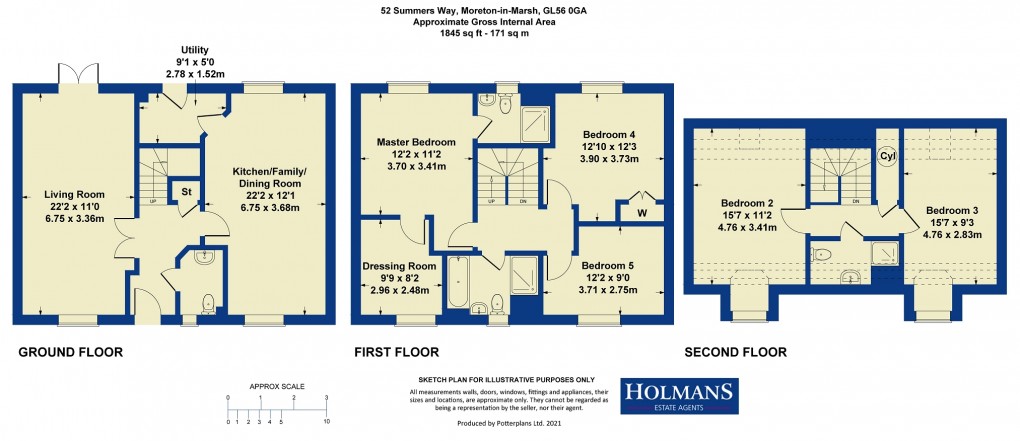 Floorplan for Summers Way, Moreton-in-Marsh, Gloucestershire. GL56 0GA