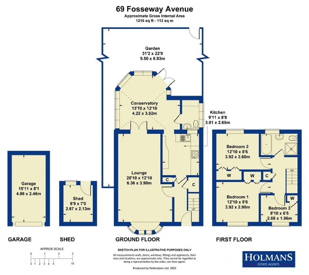 Floorplan for Fosseway Avenue, Moreton-in-Marsh, Gloucestershire. GL56 0EB