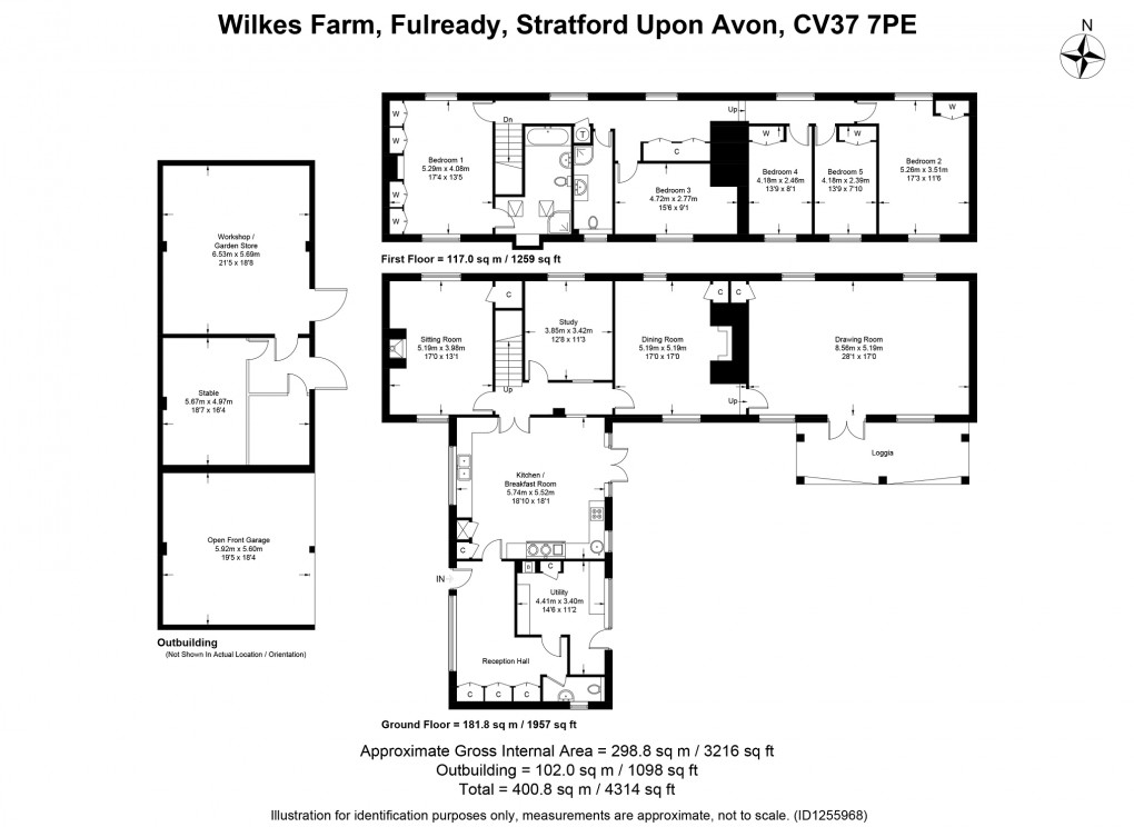 Floorplan for Fulready, Ettington, Stratford-upon-Avon, Warwickshire. CV37 7PE