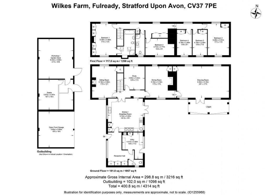 Floorplan for Fulready, Ettington, Stratford-upon-Avon, Warwickshire. CV37 7PE