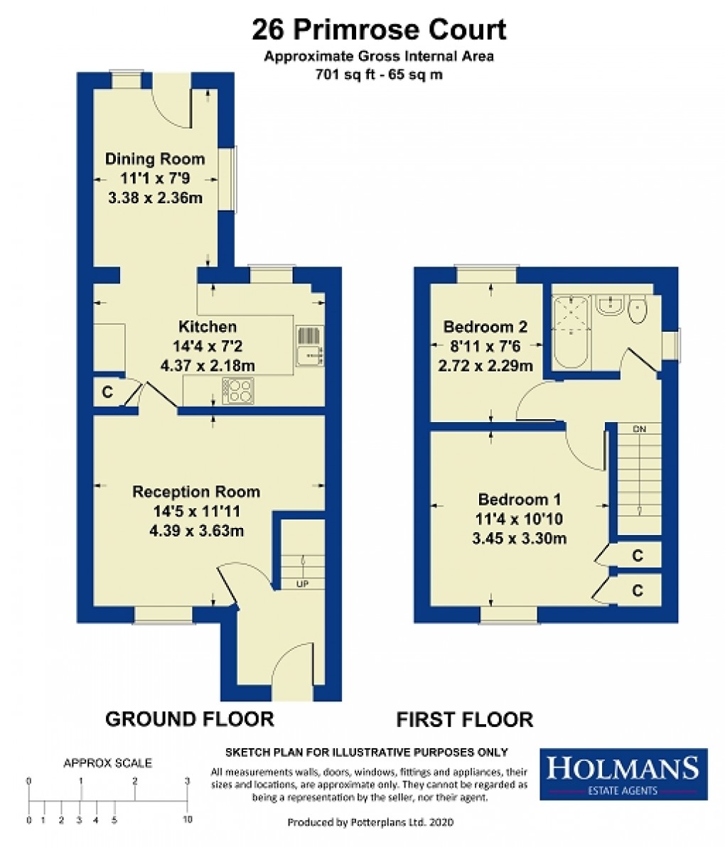 Floorplan for Primrose Court, Moreton-in-Marsh, Gloucestershire. GL56 0JG