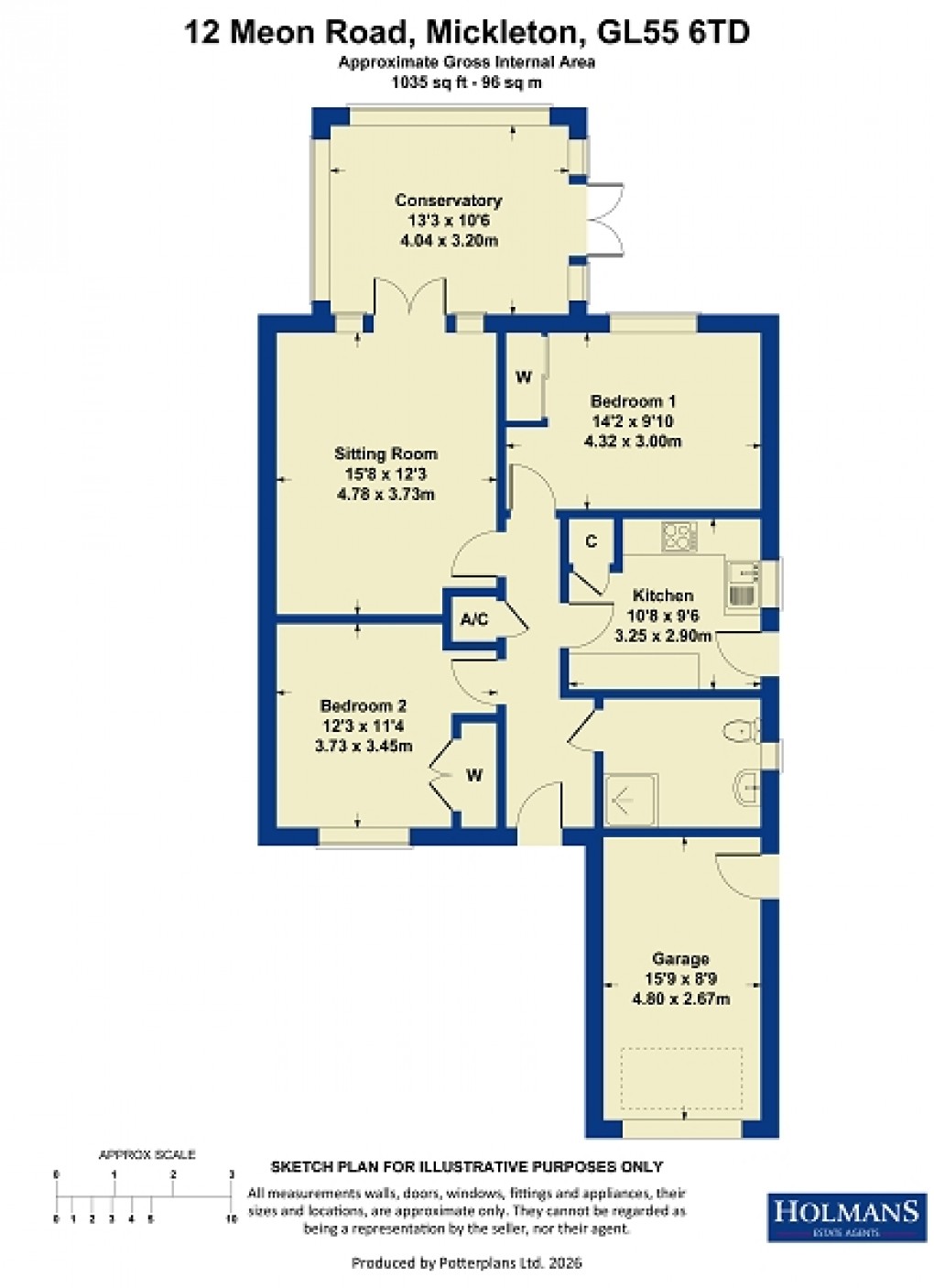 Floorplan for Meon Road, Mickleton, Chipping Campden, Gloucestershire. GL55 6TD