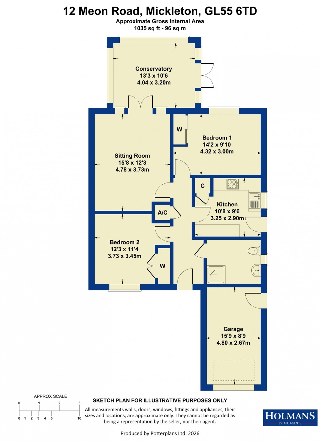 Floorplan for Meon Road, Mickleton, Chipping Campden, Gloucestershire. GL55 6TD