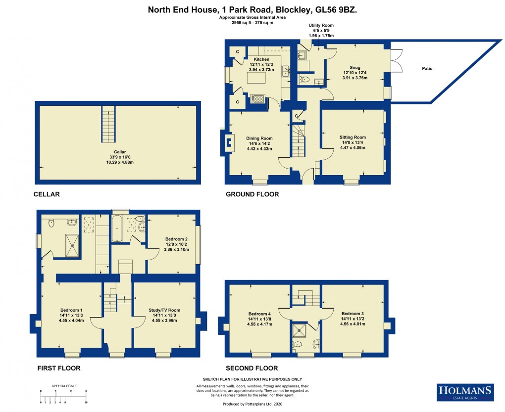 Floorplan for 1 Park Road, Blockley, Moreton-in-Marsh, Gloucestershire. GL56 9BZ