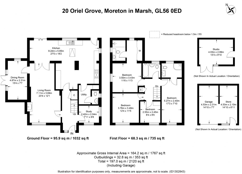 Floorplan for Oriel Grove, Moreton-in-Marsh, Gloucestershire. GL56 0ED