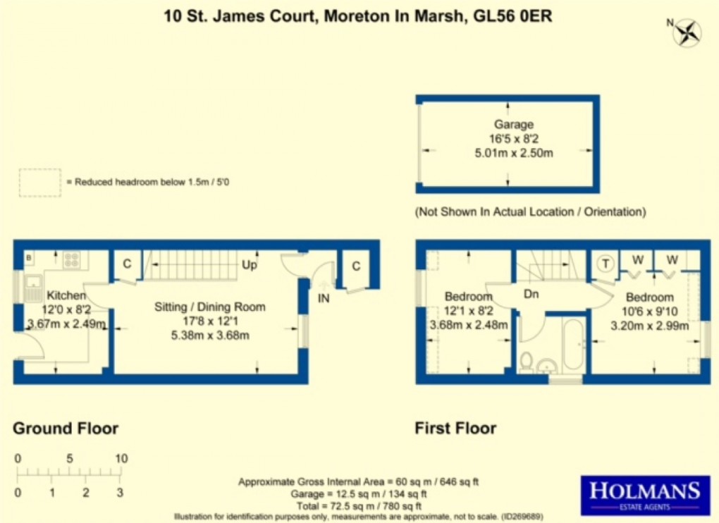 Floorplan for St. James Court, Moreton-in-Marsh, Gloucestershire. GL56 0ER