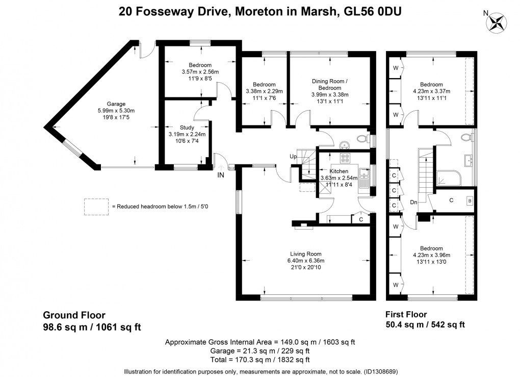 Floorplan for Fosseway Drive, Moreton-in-Marsh, Gloucestershire. GL56 0DU