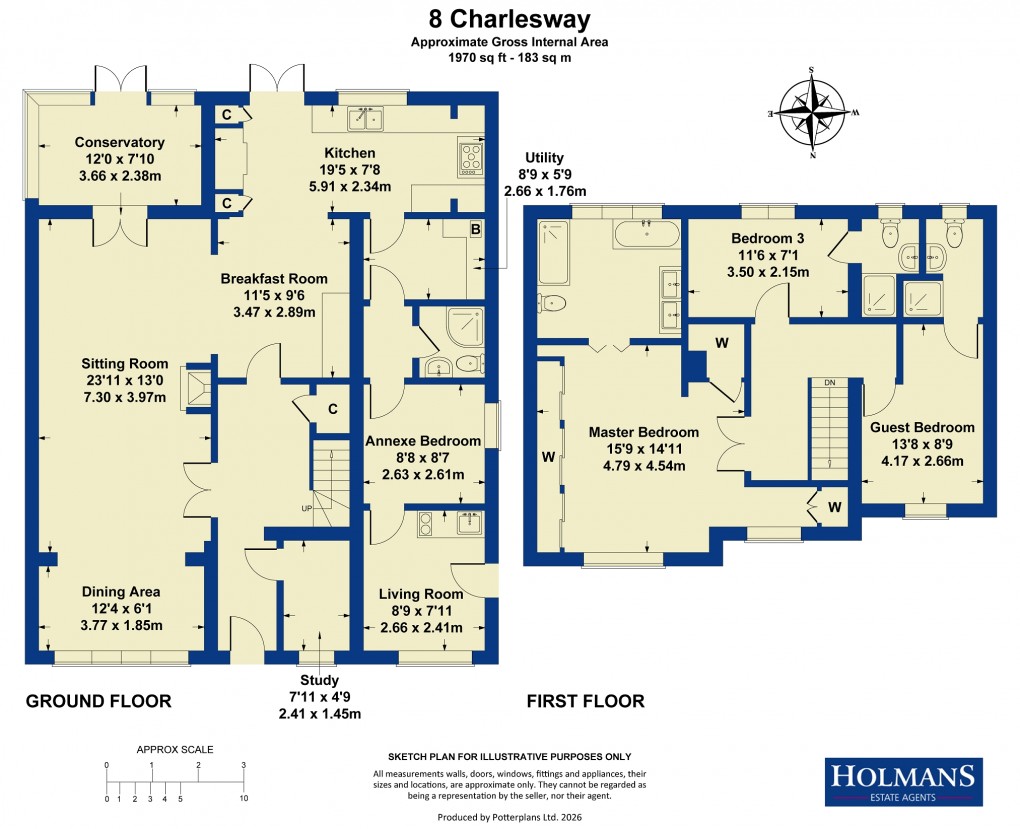 Floorplan for 8 Charlesway, Longborough, Moreton-in-Marsh, Gloucestershire. GL56 0QW